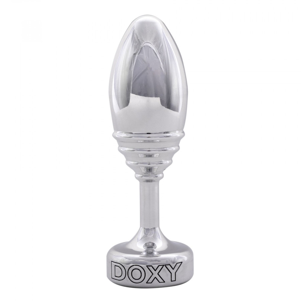 Анальная пробка - Металлическая анальная пробка DOXY Butt Plug RIBBED, ребристая, диаметр 3,3 см