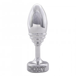 Металлическая анальная пробка DOXY Butt Plug RIBBED, ребристая, диаметр 3,3 см