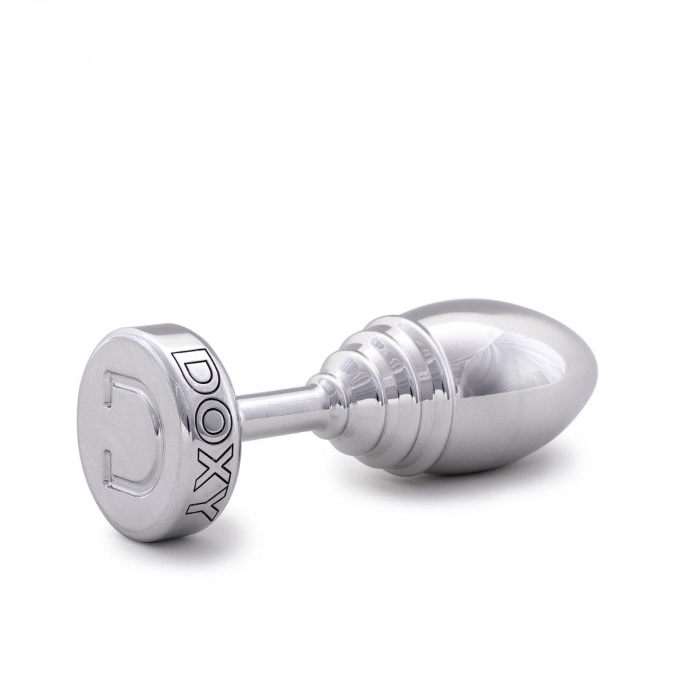 Анальная пробка - Металлическая анальная пробка DOXY Butt Plug RIBBED, ребристая, диаметр 3,3 см 4