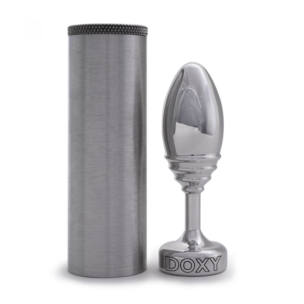 Анальная пробка - Металлическая анальная пробка DOXY Butt Plug RIBBED, ребристая, диаметр 3,3 см 3