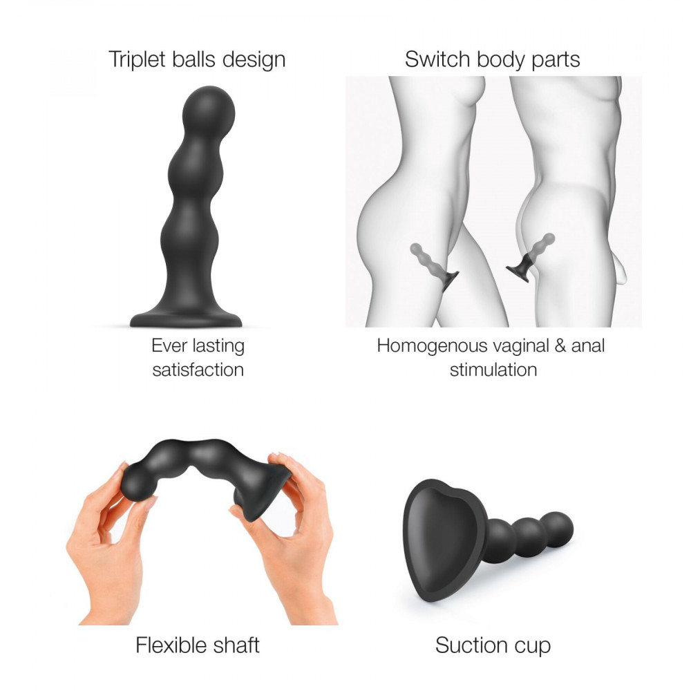 Страпон - Насадка для страпона Strap-On-Me Dildo Plug Balls Black L 4