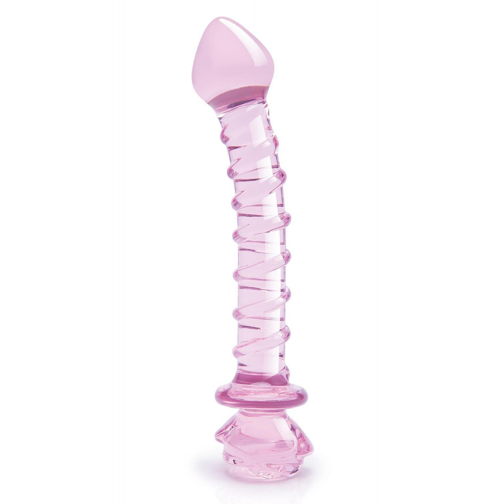 Секс игрушки - Спиральный фаллоимитатор для точки G из стекла Dream Toys Glaze Glass в форме бутона розы 1