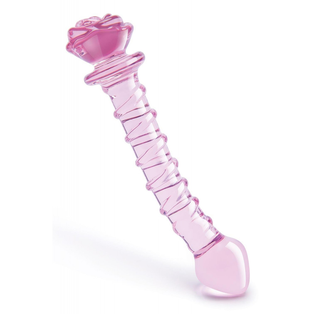 Секс игрушки - Спиральный фаллоимитатор для точки G из стекла Dream Toys Glaze Glass в форме бутона розы