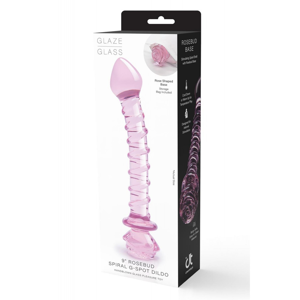 Секс игрушки - Спиральный фаллоимитатор для точки G из стекла Dream Toys Glaze Glass в форме бутона розы 4
