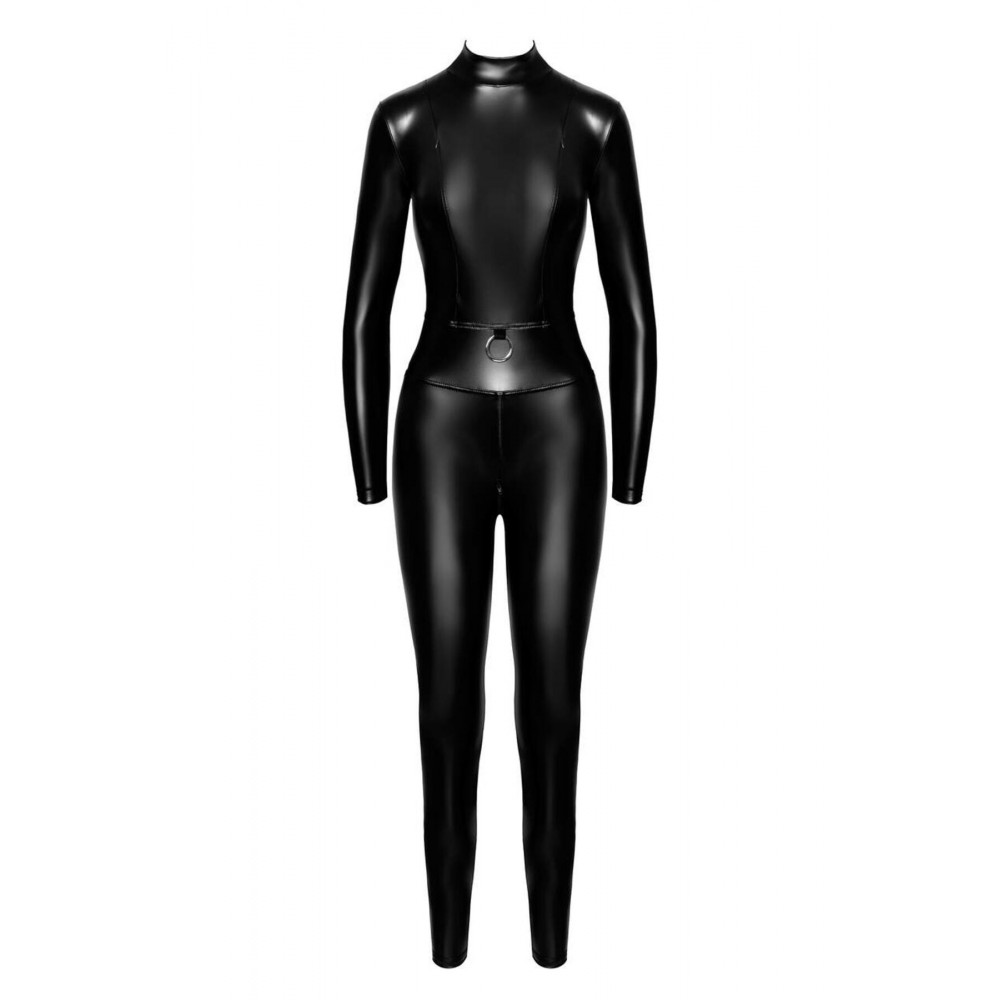 Женское эротическое белье - Комбинезон Noir Handmade F319 Caged wetlook catsuit with zippers and ring - S 4