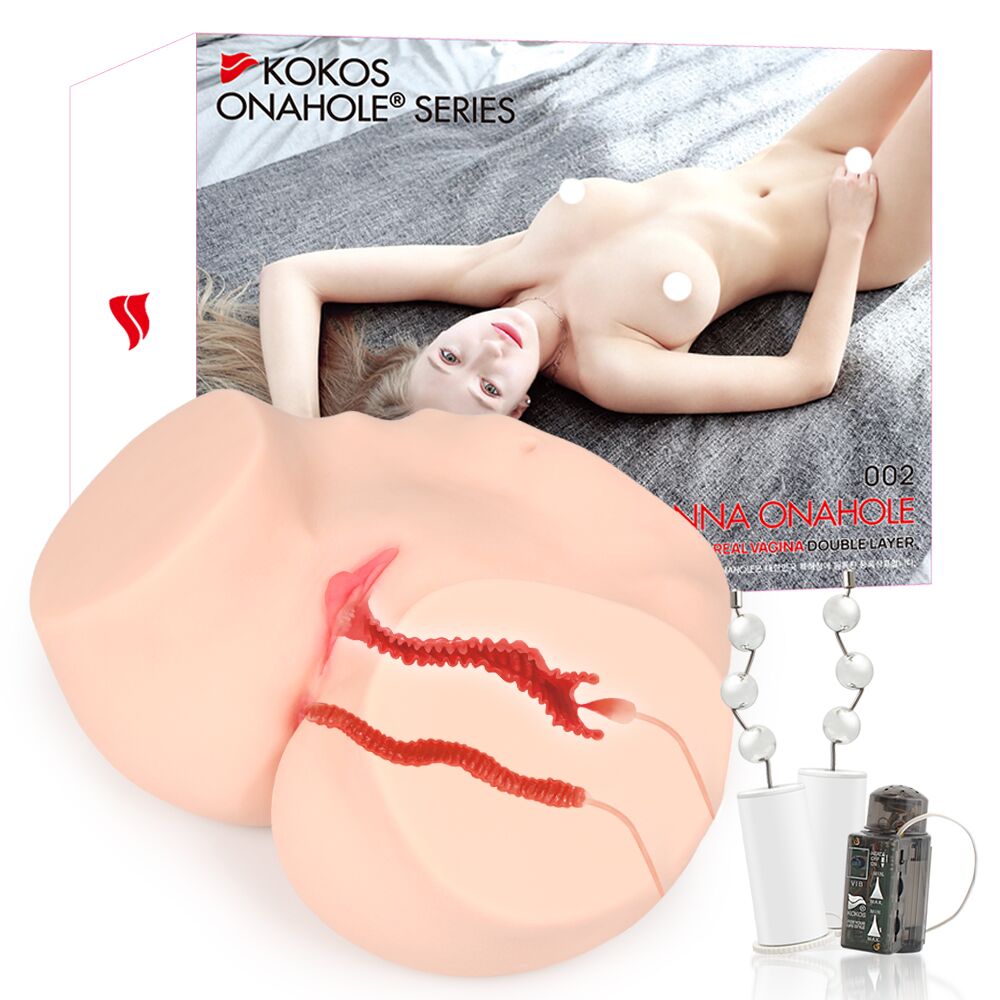 Мастурбаторы с вибрацией - Мастурбатор Kokos 002 Hanna ONAHOLE Real Vagina 2WayPlus с вибрацией и массажем 6