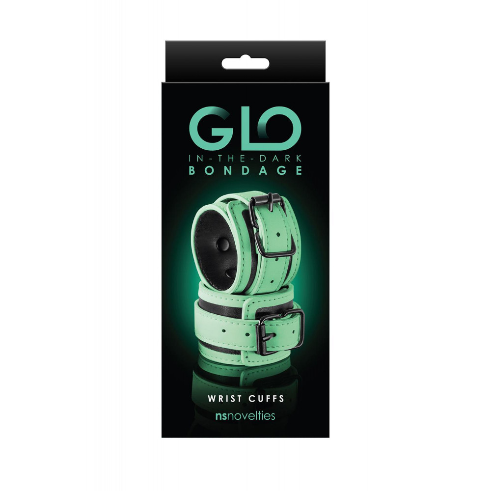 Секс игрушки - Наручиники, светятся в темноте NS Novelties GLO BONDAGE WRIST CUFF GREEN 1