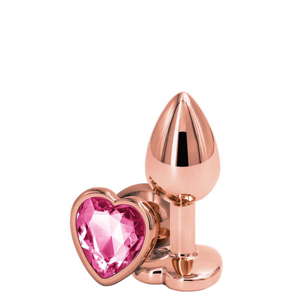 Анальная пробка со стразом - Анальная пробка REAR ASSETS ROSE GOLD HEART PINK, S