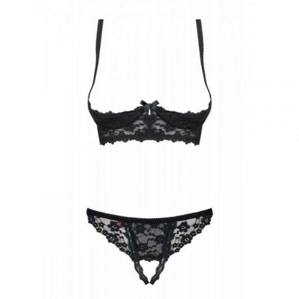 Эротическое белье - Комплект Obsessive Letica 2 pcs cupless set black S/M 2