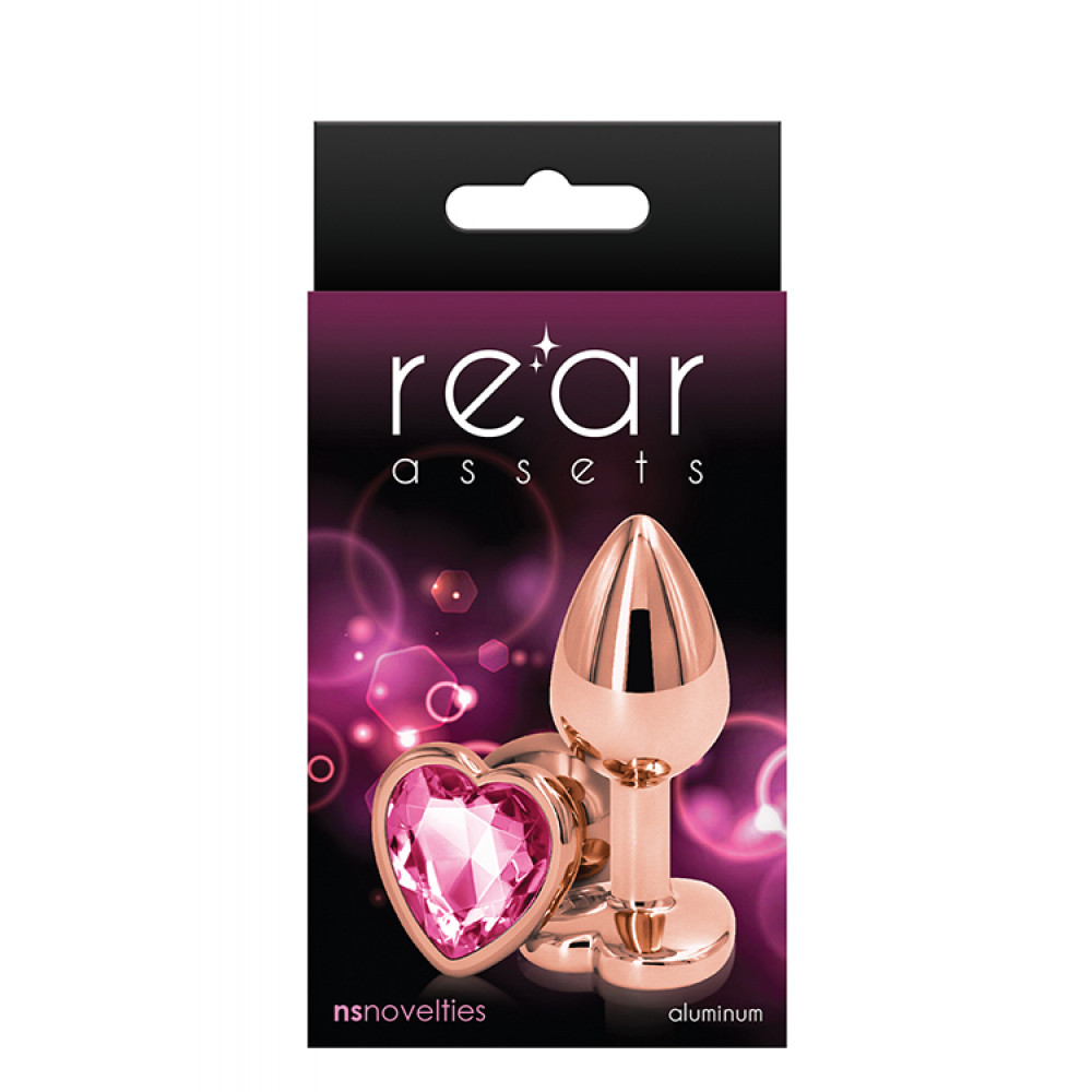 Анальная пробка со стразом - Анальная пробка REAR ASSETS ROSE GOLD HEART PINK, S 1