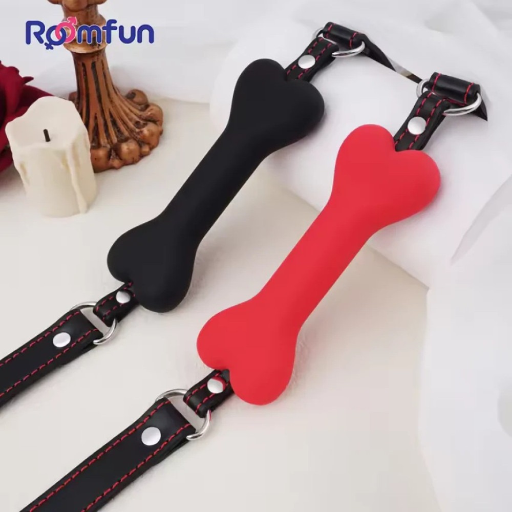 БДСМ игрушки - Кляп в виде косточки Roomfun Bone Gag силиконовый, красный 1