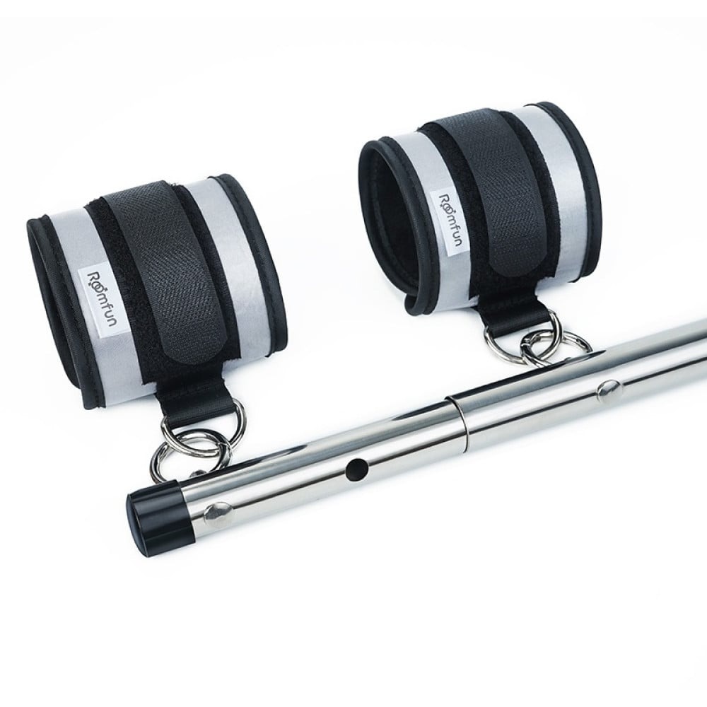 БДСМ игрушки - Комплект фиксирующей распорки с регулировкой Roоmfun Adjustable Spreader Bar Kit черный/серый 3