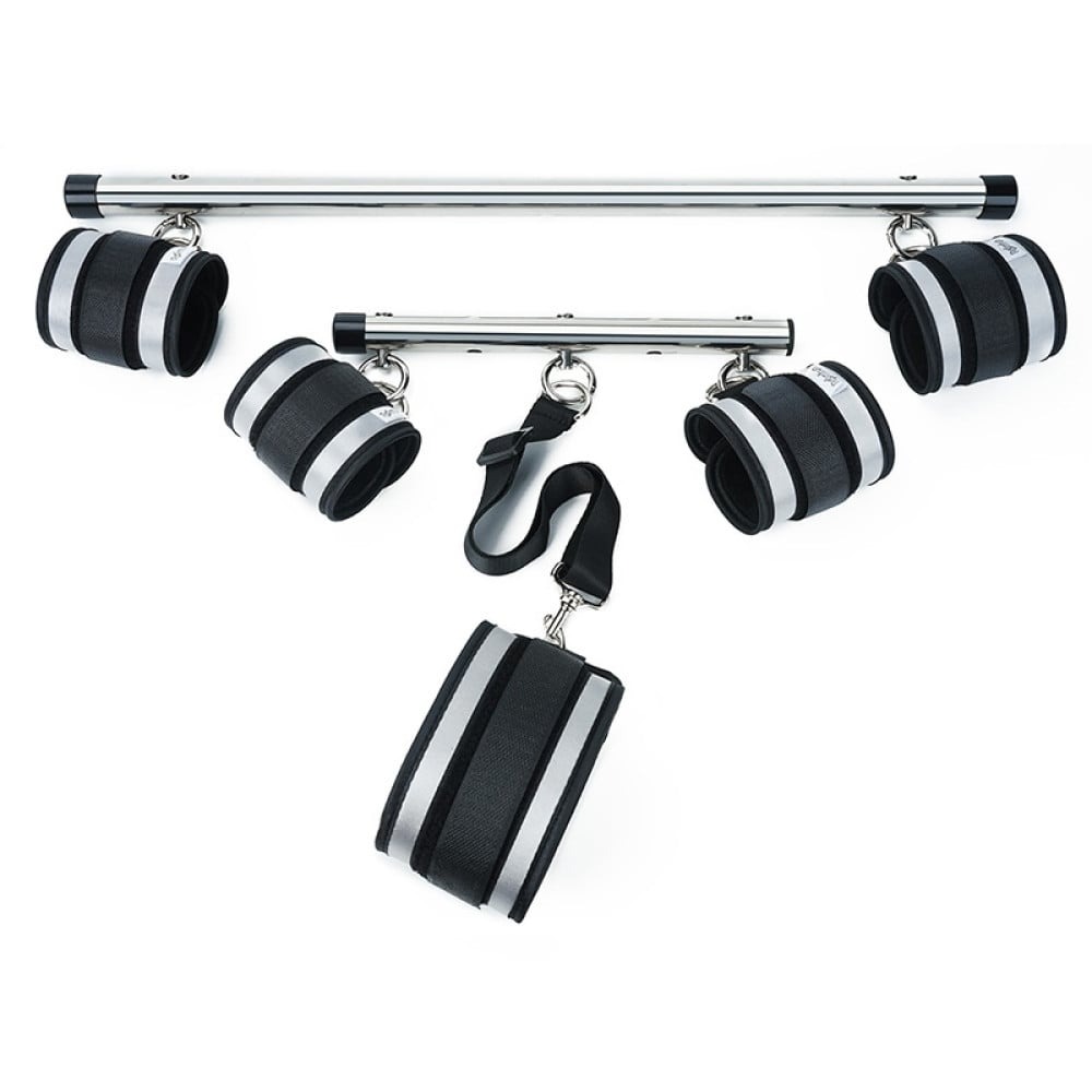БДСМ игрушки - Комплект фиксирующей распорки с регулировкой Roоmfun Adjustable Spreader Bar Kit черный/серый 2