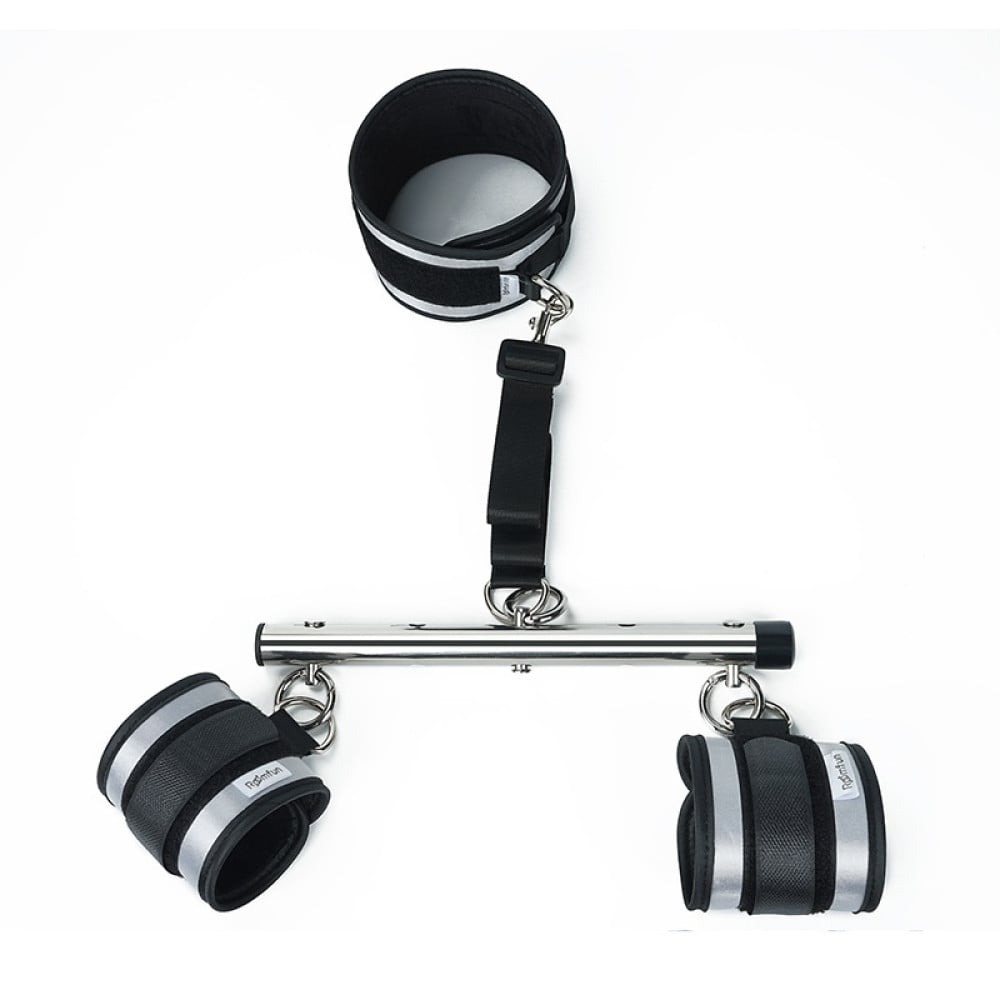 БДСМ игрушки - Комплект фиксирующей распорки с регулировкой Roоmfun Adjustable Spreader Bar Kit черный/серый 5