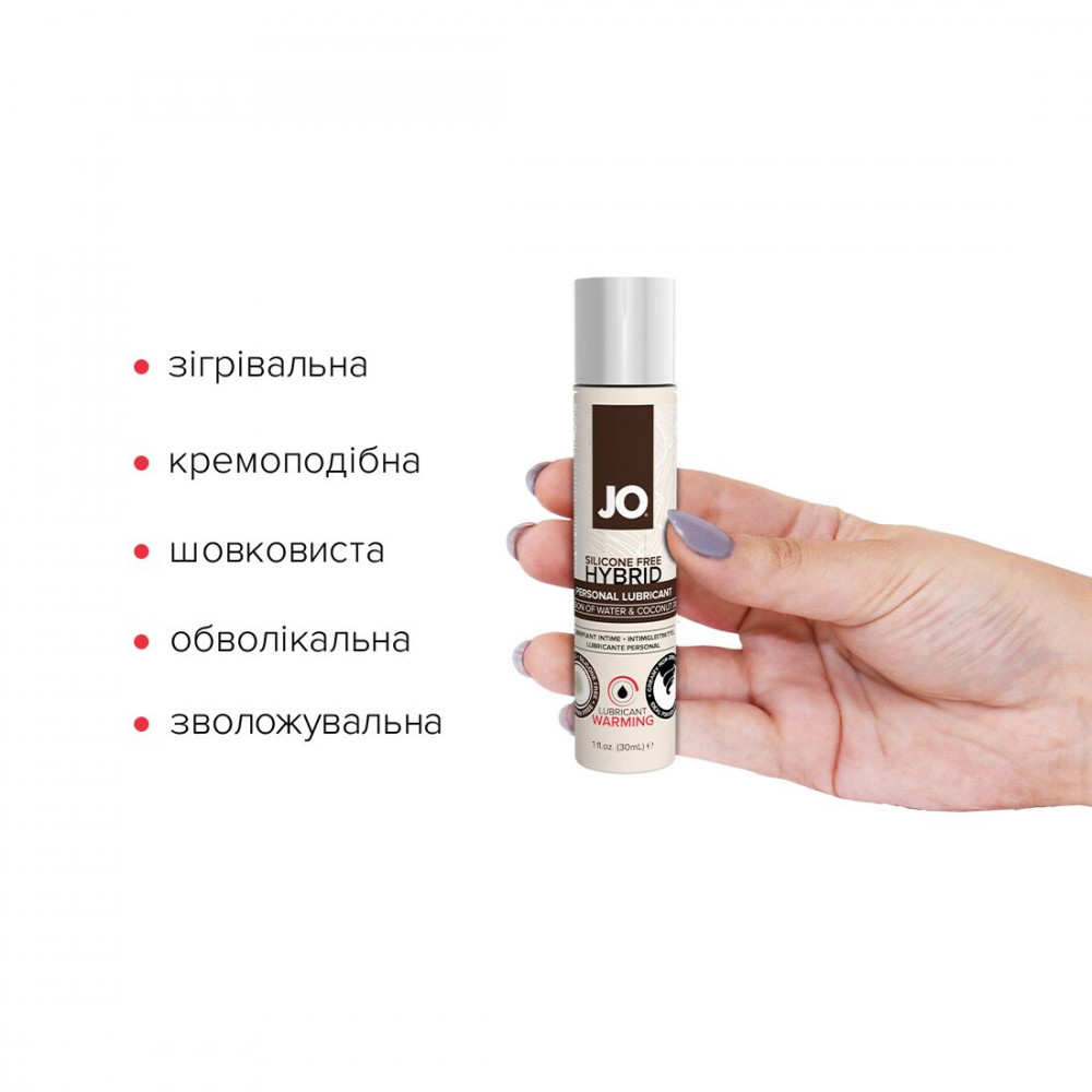 Смазка на водной основе - Разогревающий крем-смазка с кокосовым маслом System JO Coconut Hybrid WARMING (30 мл) белый 3