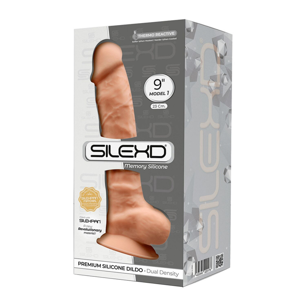 Фаллоимитаторы на присоске, двойные - Фаллоимитатор SilexD Tomas Flesh (MODEL 1 size 9in), двухслойный, силикон+Silexpan, диаметр 4,9см 1