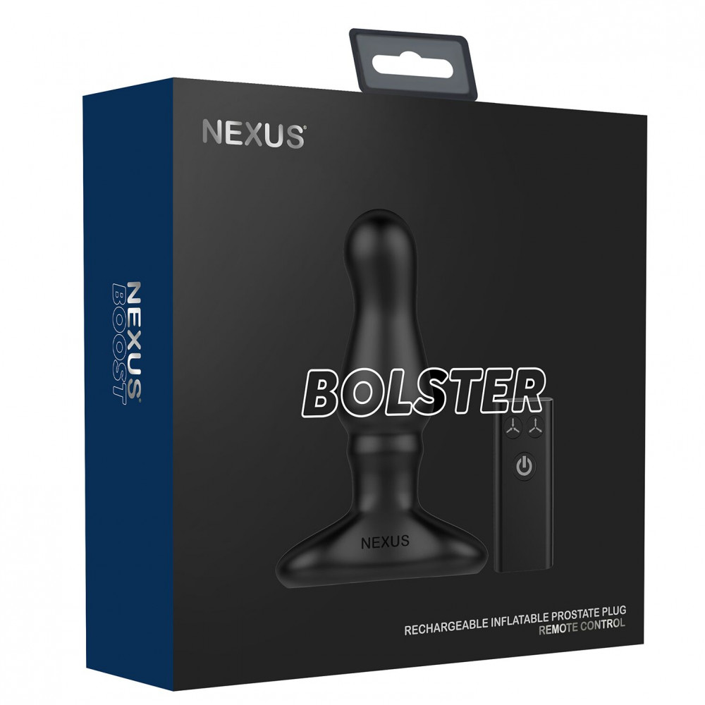 Анальные пробки с вибрацией - Анальная вибропробка Nexus Bolster с надувной головкой для мужчин, пульт ДУ 1