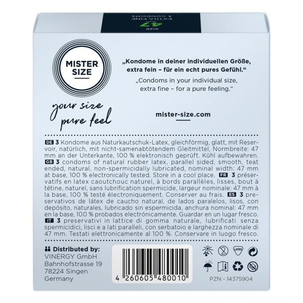 Презервативы - Презервативы Mister Size - pure feel - 47 (3 condoms), толщина 0,05 мм 1