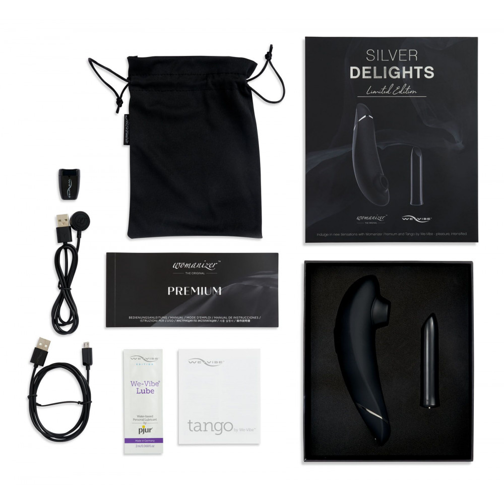 Наборы вибраторов - Премиальный подарочный набор Silver Delights Collection: Womanizer Premium и We-Vibe Tango 4