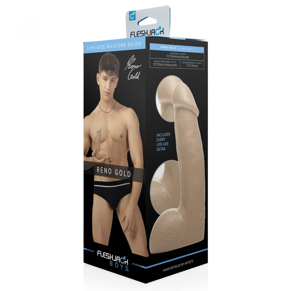 Фаллоимитаторы на присоске, двойные - Фаллоимитатор Fleshjack Boys: Reno Gold Dildo 1