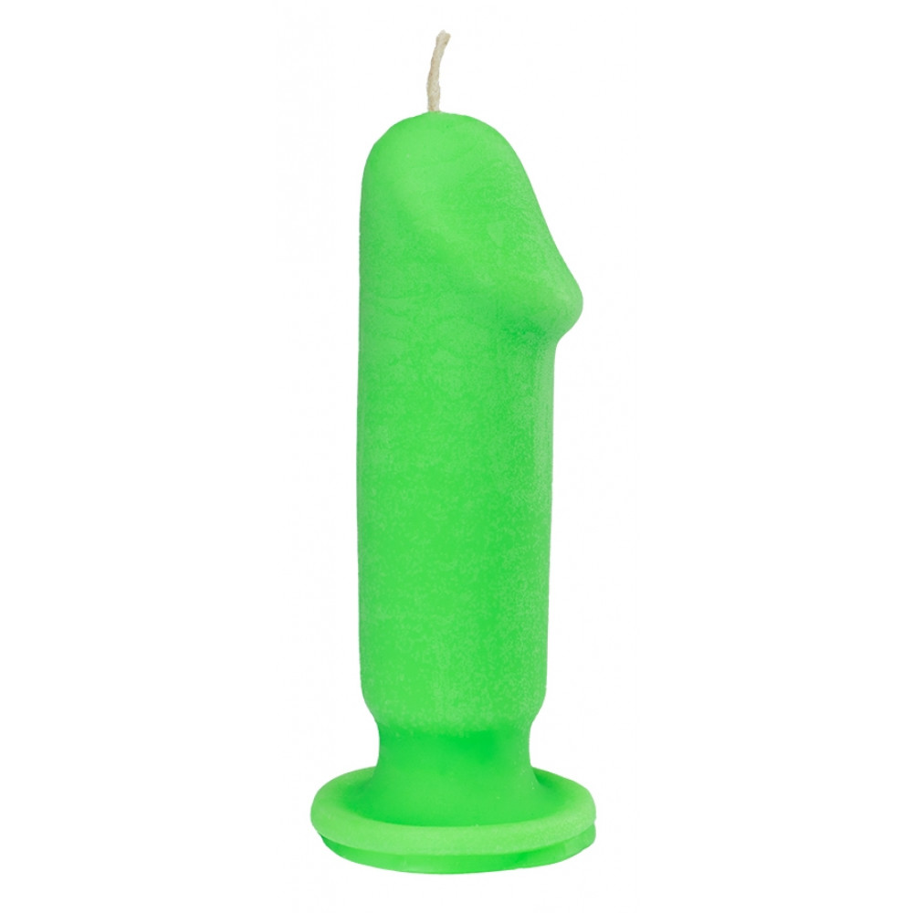 Массажные масла и свечи - Свеча LOVE FLAME - Dildo S Green Fluor, CPS04-GREEN