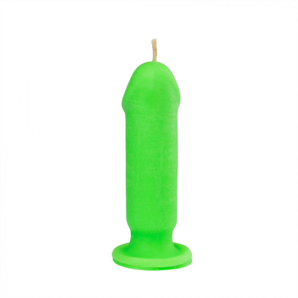 Массажные масла и свечи - Свеча LOVE FLAME - Dildo S Green Fluor, CPS04-GREEN 1
