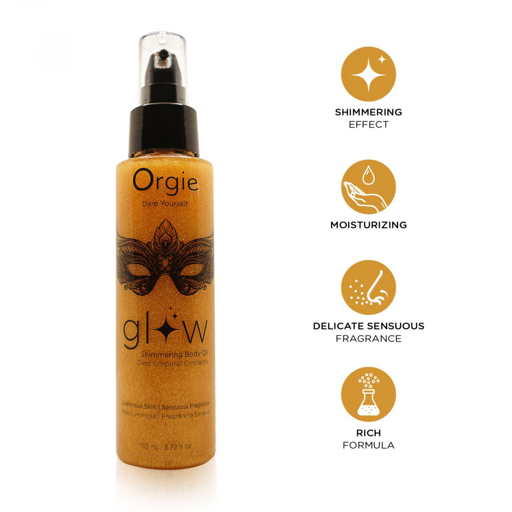 Интимная косметика - Масло-шиммер для тела Orgie – Glow Shimmering Body Oil (110 мл), чувственный аромат, увлажнение 2