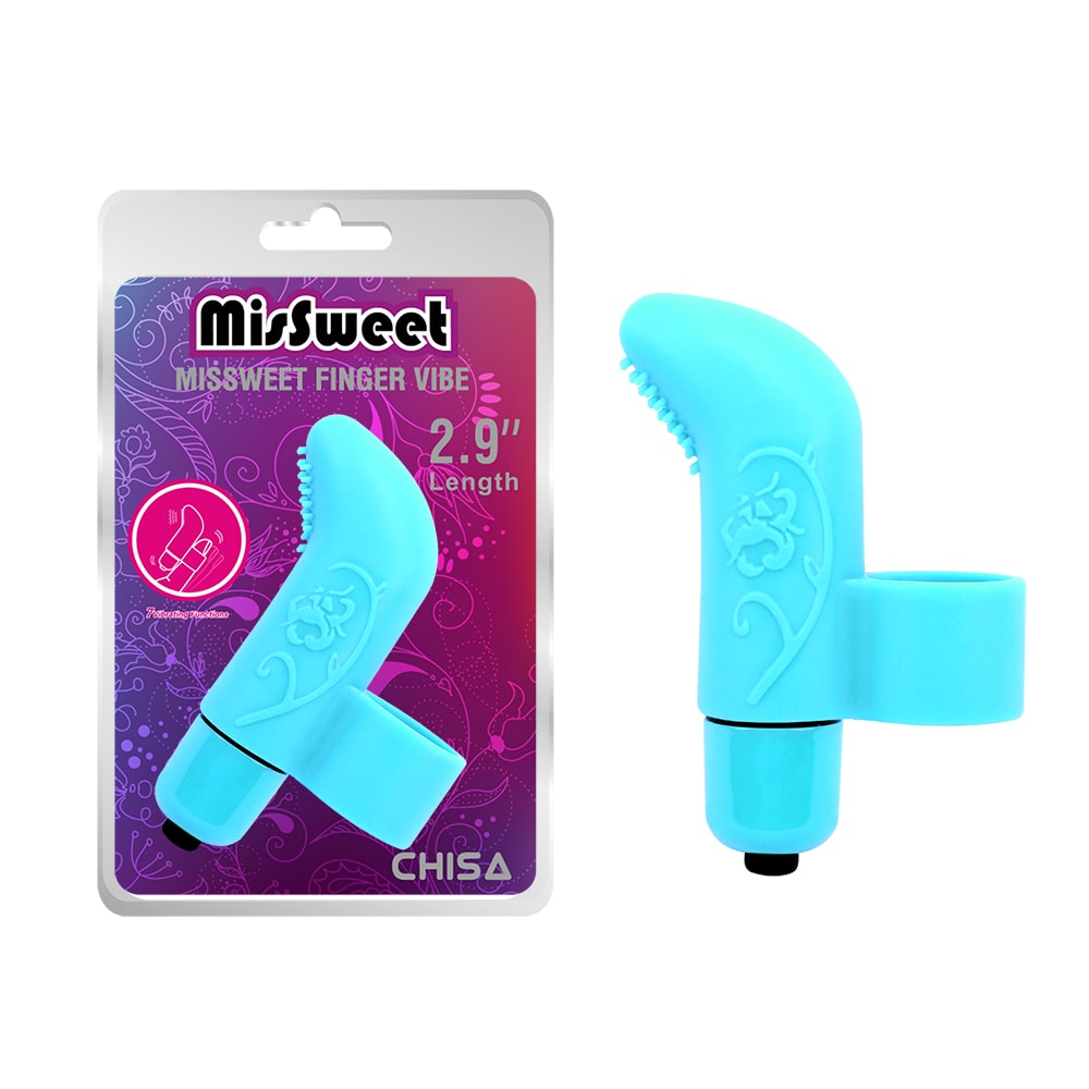 Секс игрушки - Вибратор на палец с рельефом Chisa MisSweet Finger Vibe, голубой
