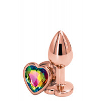 Анальная пробка REAR ASSETS ROSE GOLD HEART RAINBOW, S
