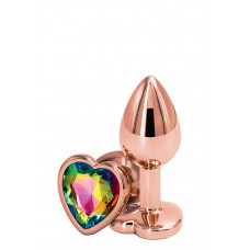 Анальная пробка REAR ASSETS ROSE GOLD HEART RAINBOW, S