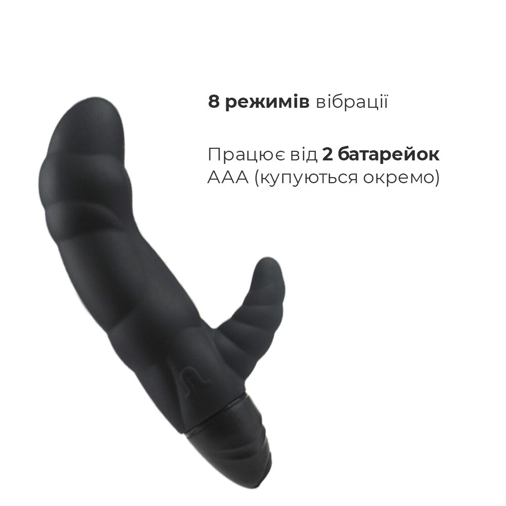 Вибратор-кролик - Вибратор рельефный Adrien Lastic Typhoon Black со стимуляцией точки G, два мотора 2