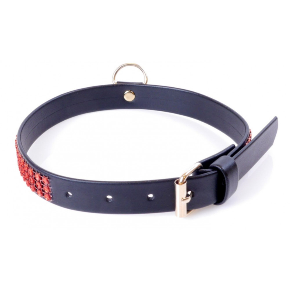 Электростимуляторы - Ошейник из искуственной кожи с кристаллами Fetish Boss Series - Collar with crystals Red, BS3300108 2