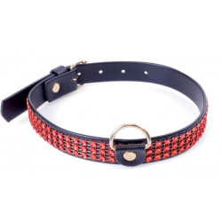Ошейник из искуственной кожи с кристаллами Fetish Boss Series - Collar with crystals Red, BS3300108