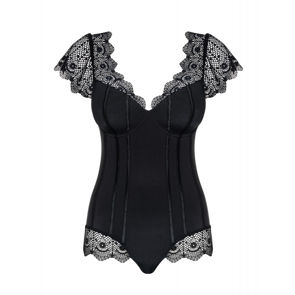 Эротическое белье - Боди Obsessive Moketta teddy S/M чорний 2