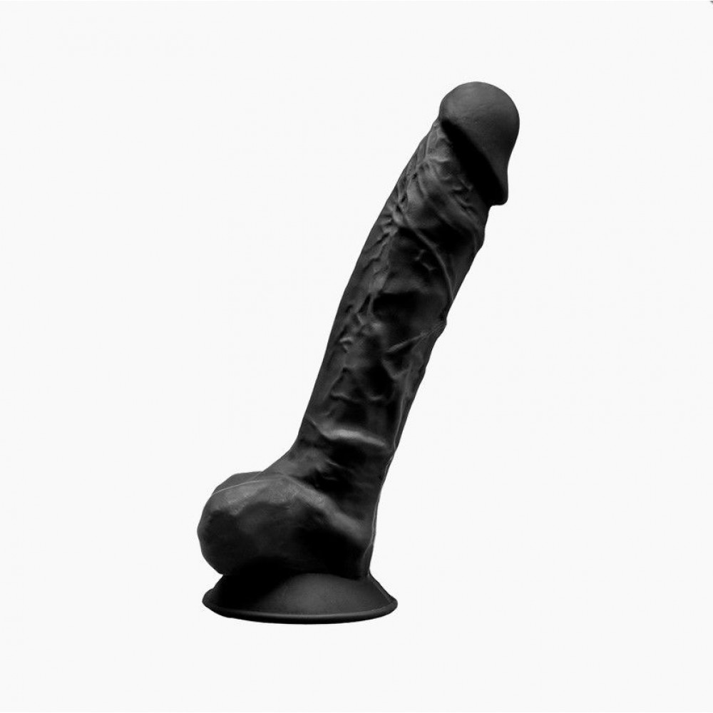 Фаллоимитаторы на присоске, двойные - Фаллоимитатор SilexD Vetus Black (MODEL 1 size 8in), двухслойный, силикон+Silexpan, диаметр 4,2см