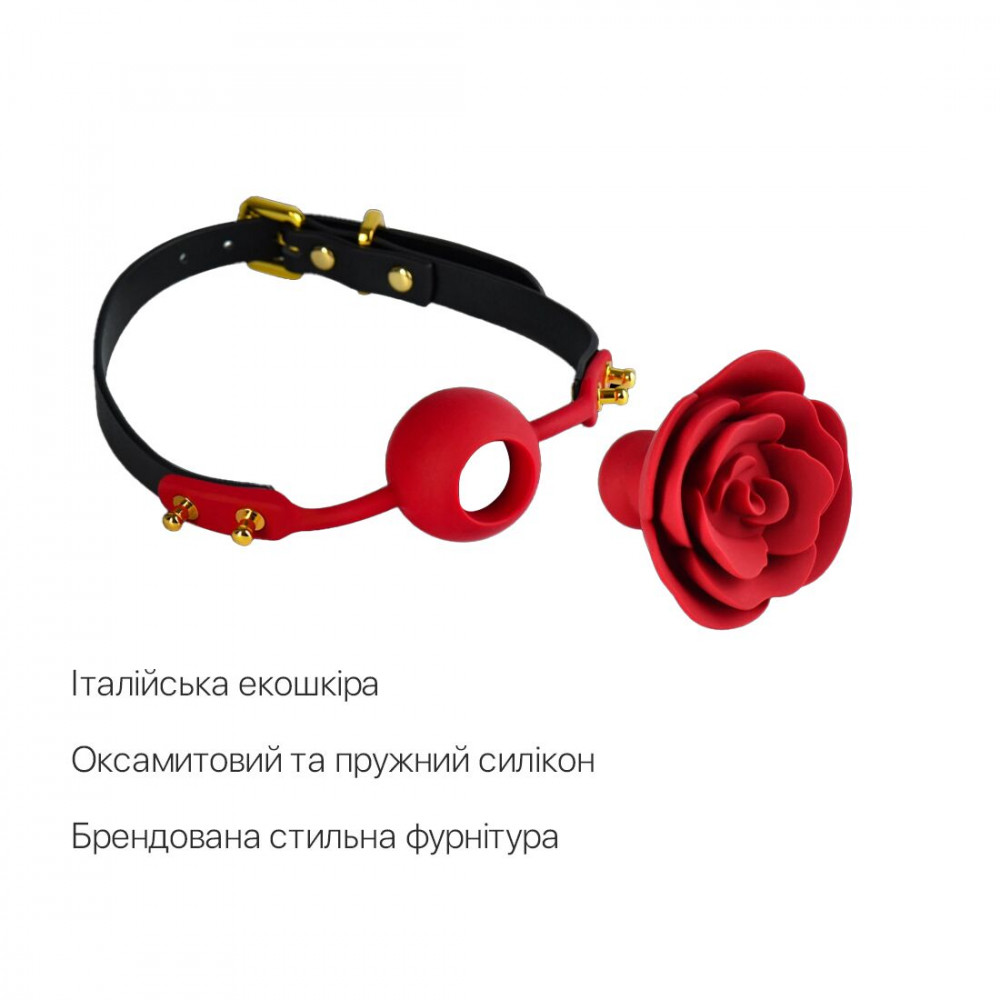 Кляп - Роскошный кляп в виде розы Zalo - Rose Ball Gag, двойное использование 5