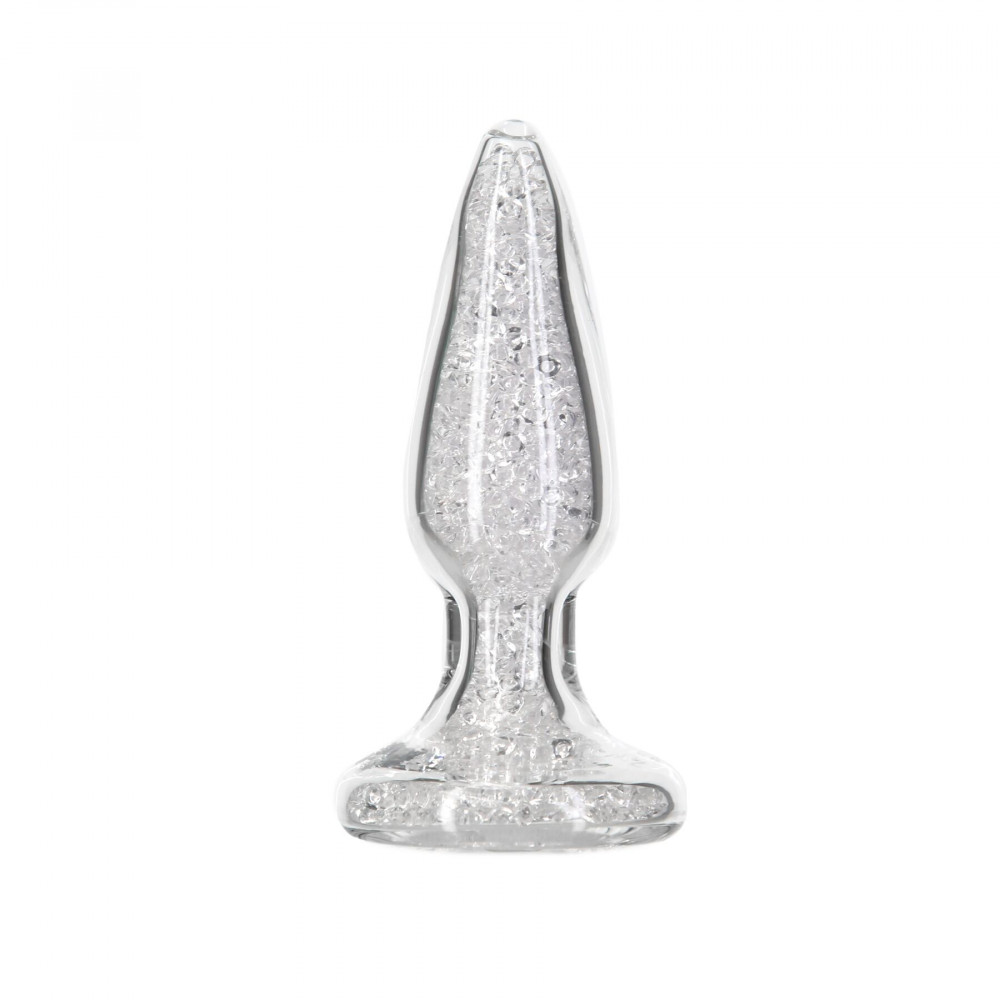 Анальная пробка - Стеклянная анальная пробка Pillow Talk Fancy Luxurious Glass Anal Plug, ⌀3,1см, вибропуля в подарок
