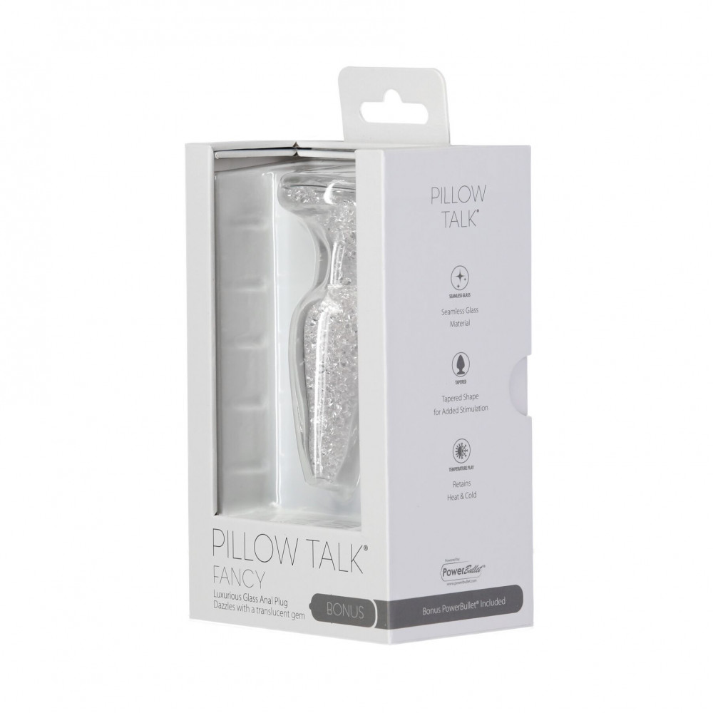 Анальная пробка - Стеклянная анальная пробка Pillow Talk Fancy Luxurious Glass Anal Plug, ⌀3,1см, вибропуля в подарок 3