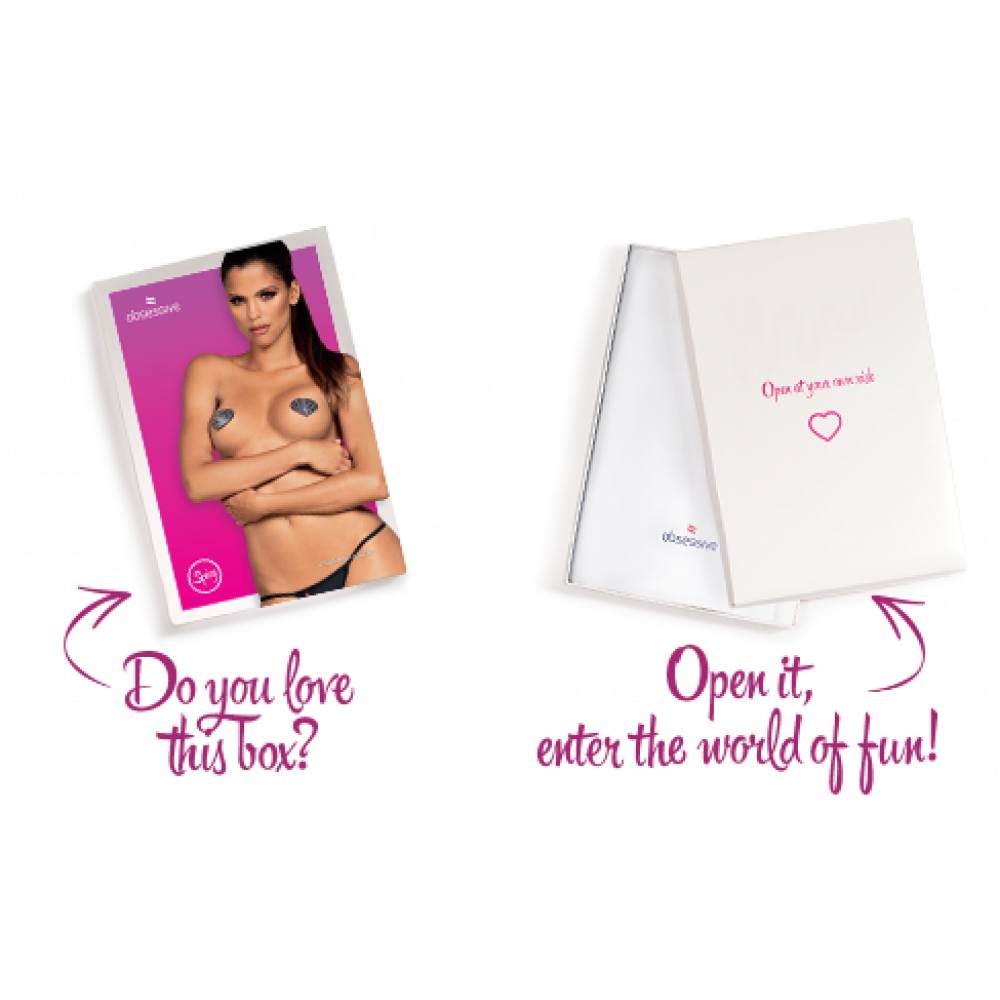 Интимные украшения - Накладки-сердечки на соски со стразами Obsessive A750 nipple covers, черные 1