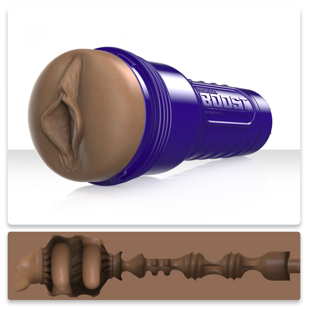 Мастурбаторы вагины - Мастурбатор-вагина Fleshlight Boost Bang Medium Dark Flesh, плавающие кольца Turbo Tech