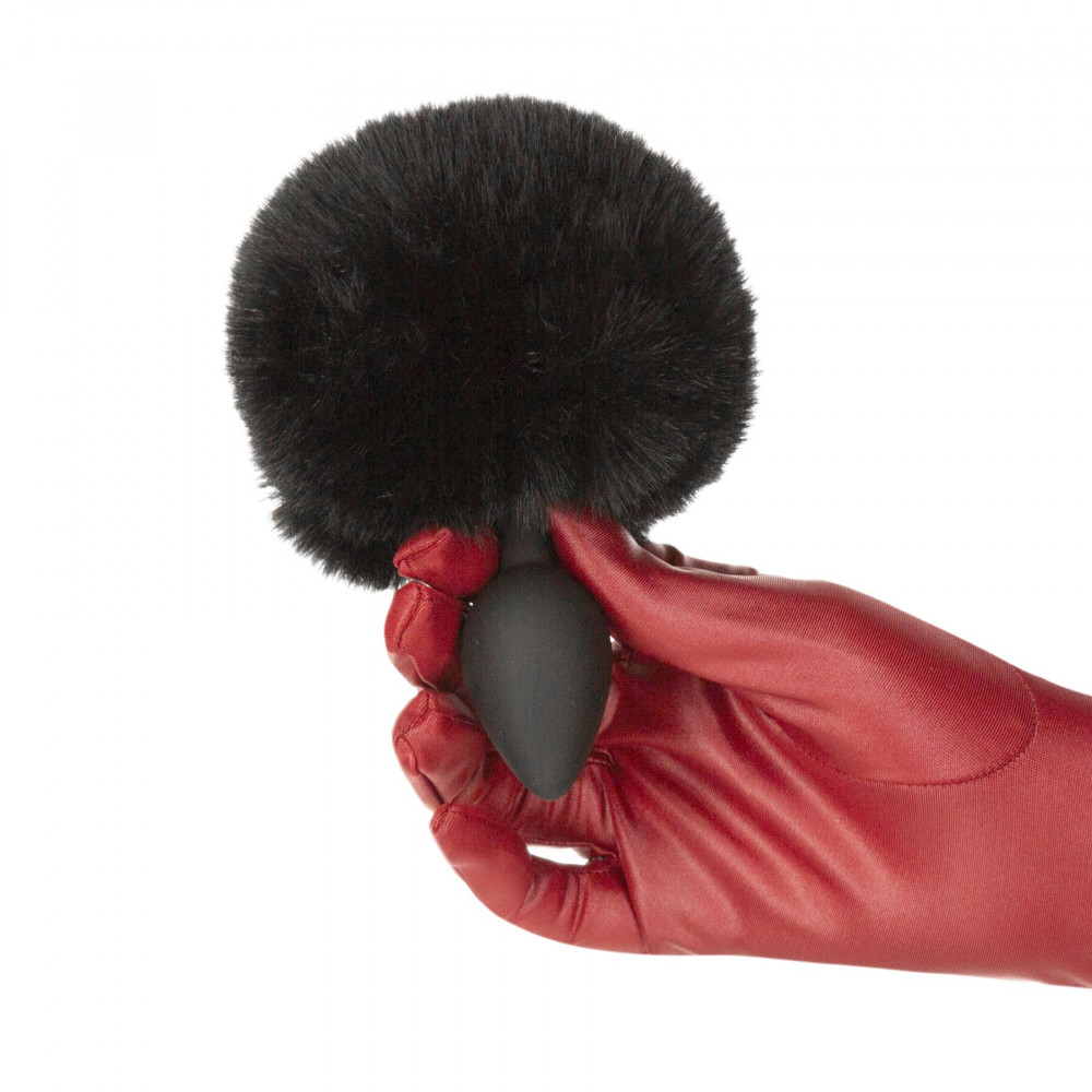 Анальный хвост - Анальная пробка с хвостом Punishment - Bunny Tail Silicone Anal Plug - Black 2