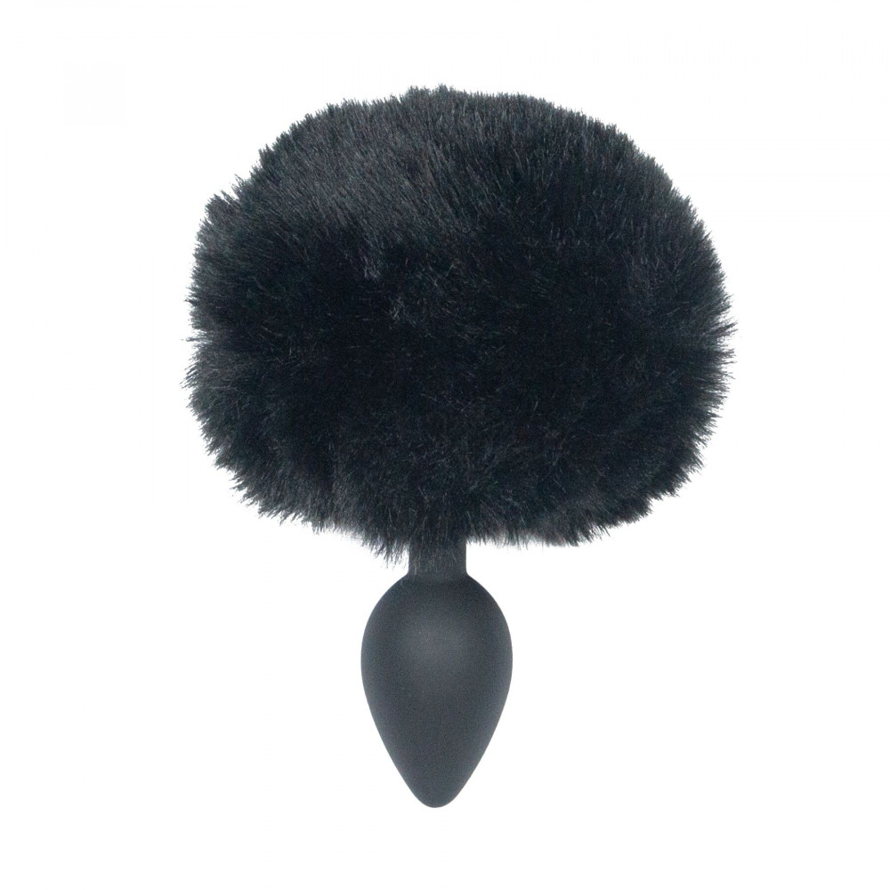 Анальный хвост - Анальная пробка с хвостом Punishment - Bunny Tail Silicone Anal Plug - Black