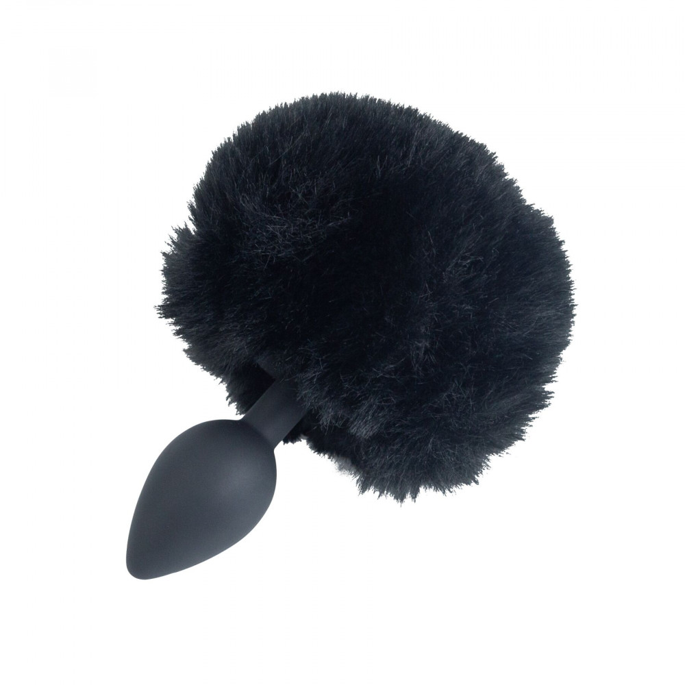 Анальный хвост - Анальная пробка с хвостом Punishment - Bunny Tail Silicone Anal Plug - Black 1