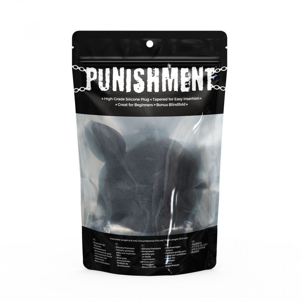Анальный хвост - Анальная пробка с хвостом Punishment - Bunny Tail Silicone Anal Plug - Black 4
