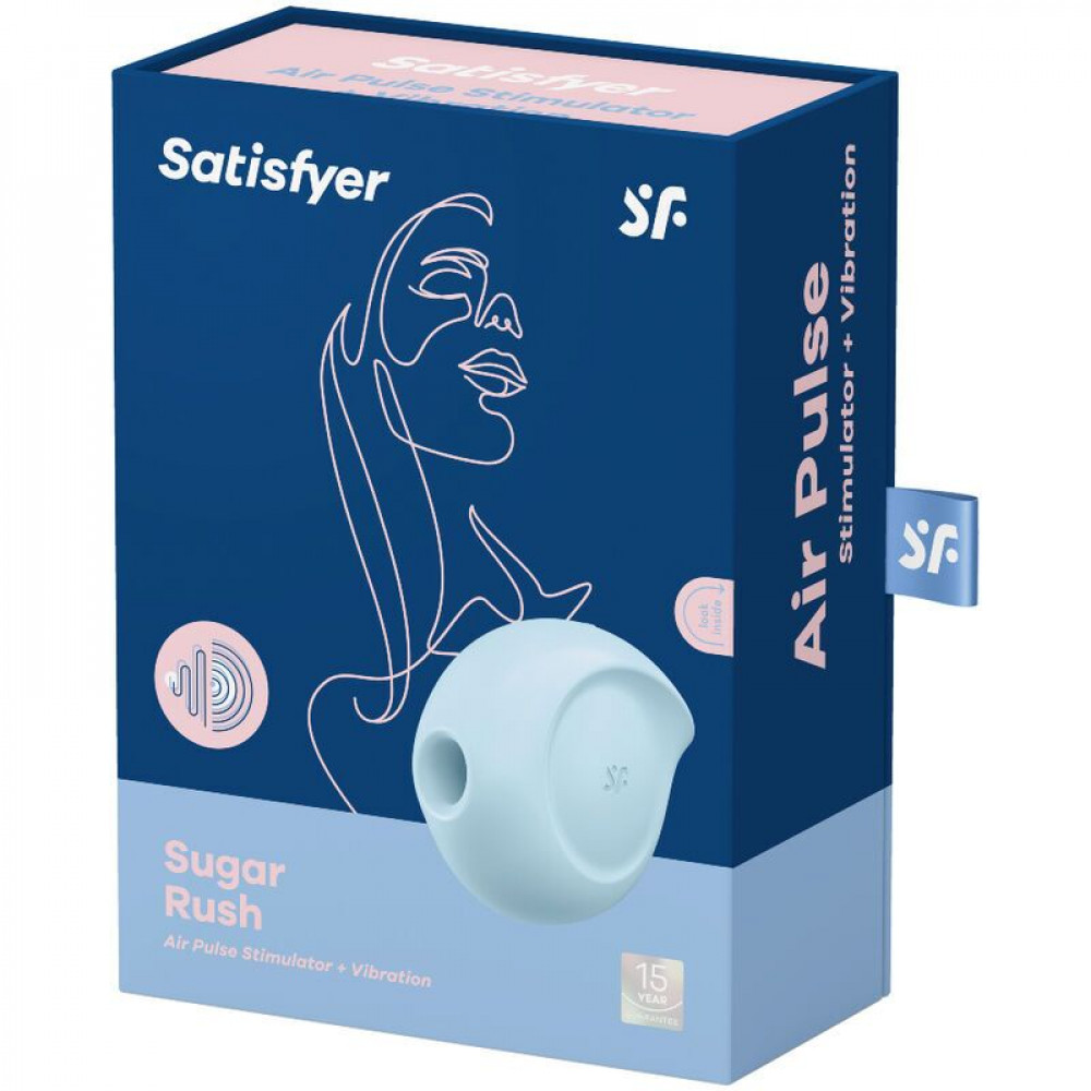 Вибраторы вакуумные - Вакуумный клиторальный стимулятор с вибрацией Satisfyer Sugar Rush Blue 1