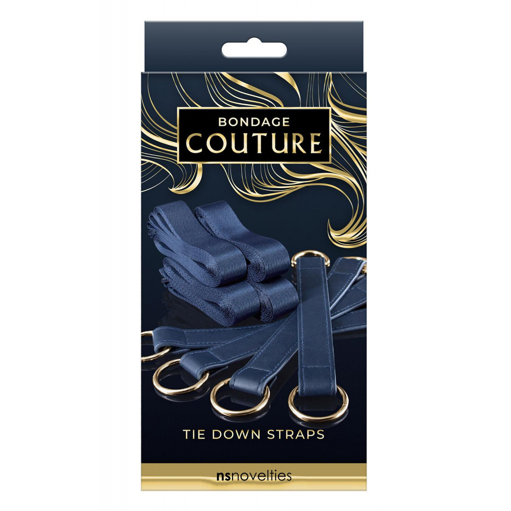 Секс игрушки - Система фиксации к кровати NS Novelties BONDAGE COUTURE TIE DOWN STRAPS BLUE 1
