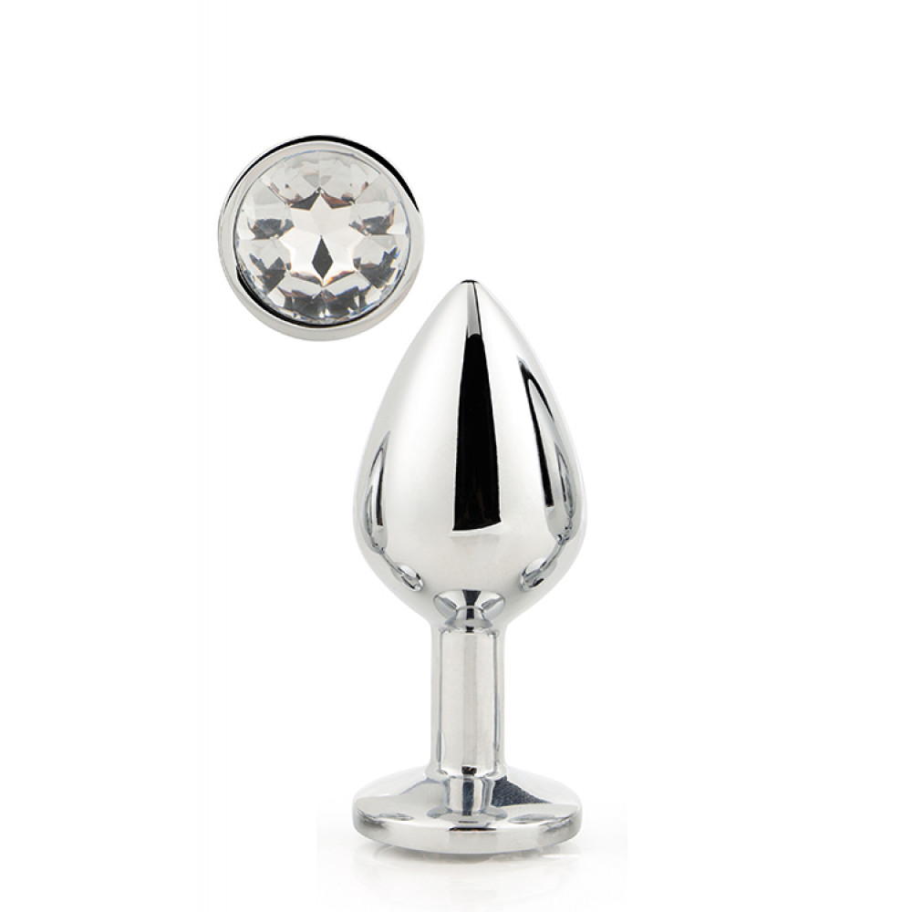 Анальная пробка со стразом - DT21787 Анальная пробка с камнем GLEAMING LOVE SILVER PLUG LARGE