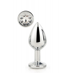DT21787 Анальная пробка с камнем GLEAMING LOVE SILVER PLUG LARGE