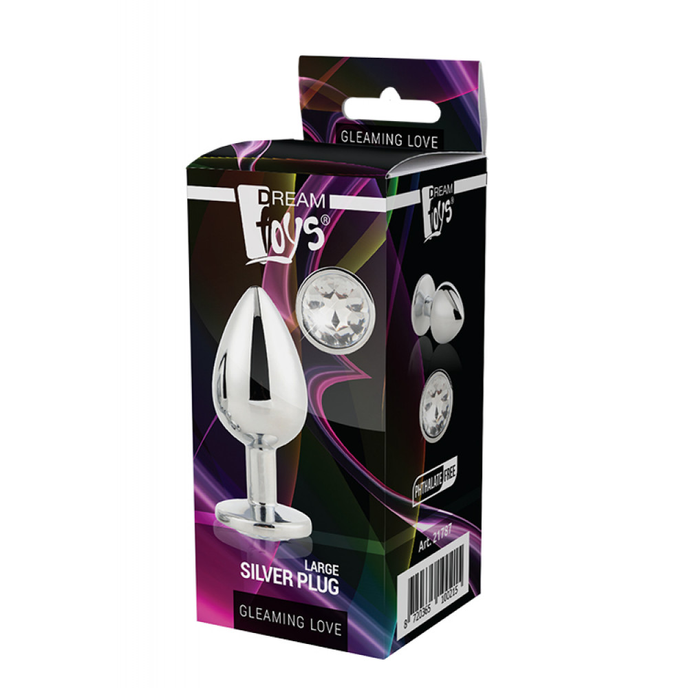 Анальная пробка со стразом - DT21787 Анальная пробка с камнем GLEAMING LOVE SILVER PLUG LARGE 1