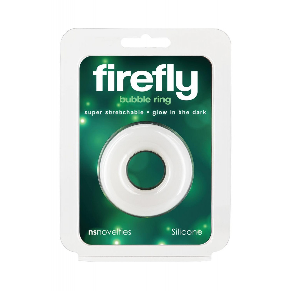 Секс игрушки - Эрекционное кольцо для пениса иллюмисцентное NS Novelties Firefly Bubble Rings белое, Medium 3
